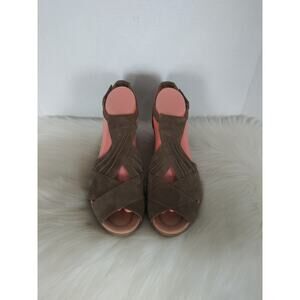 Earth Curvet Blush Womens Size 10B Wedge Sandals Shoes Suede Brown